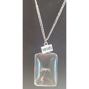 New Real Dandelion Lucky Glass Wish Charm Pendant Necklace